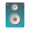 Icone représentatif d'une enceinte haut-parleur de DJ pour un son de haute qualité, leonardo animation